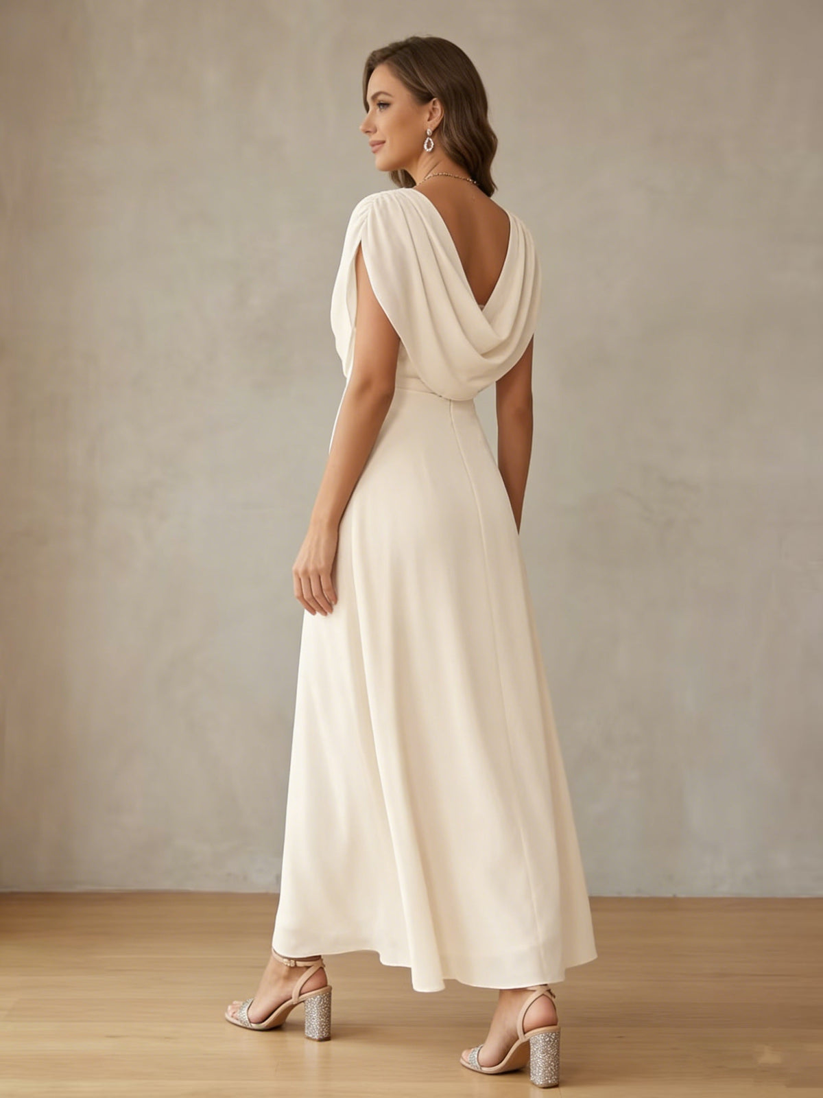 Elegant A-Line Chiffon Cocktail Dress - Ivory Sleeveless Party Dress ...