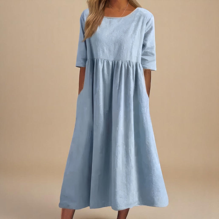 A-Line Dress with Discreet Pockets and Soft Fabric – Comfortable Everyday Women's Dress 0
