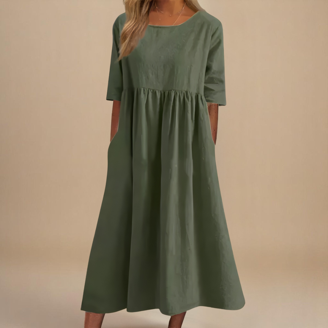 A-Line Dress with Discreet Pockets and Soft Fabric – Comfortable Everyday Women's Dress 2
