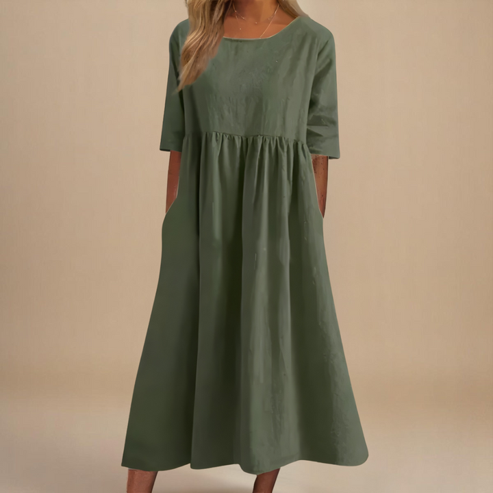 A-Line Dress with Discreet Pockets and Soft Fabric – Comfortable Everyday Women's Dress 2