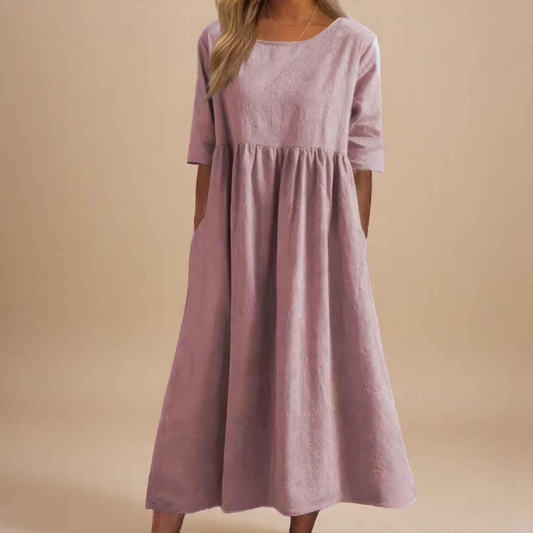 A-Line Dress with Discreet Pockets and Soft Fabric – Comfortable Everyday Women's Dress 3