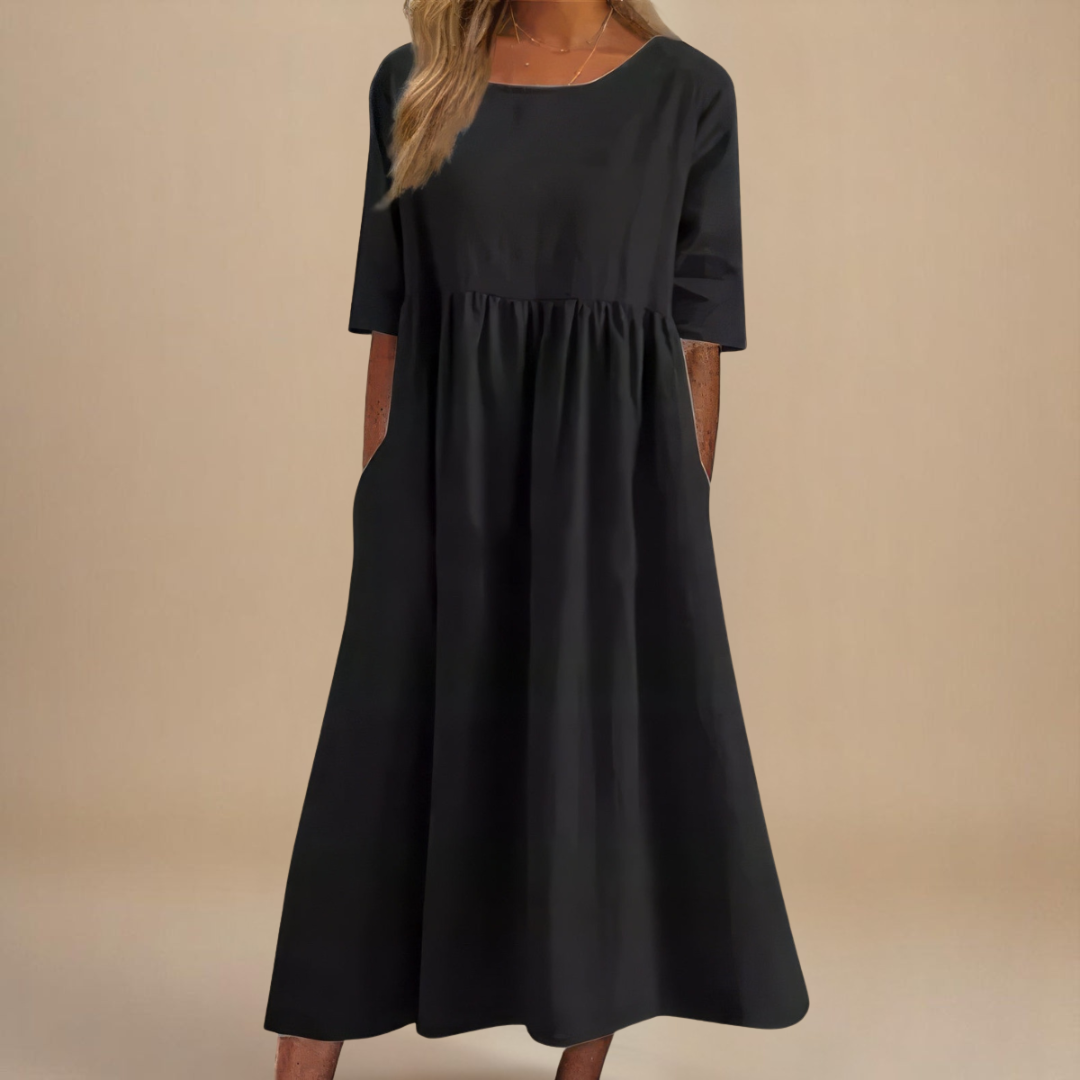 A-Line Dress with Discreet Pockets and Soft Fabric – Comfortable Everyday Women's Dress 4