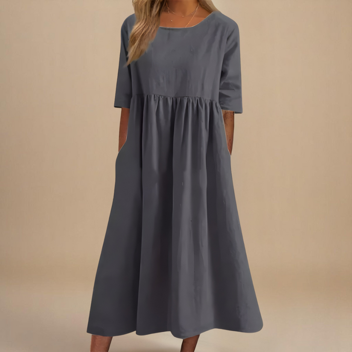 A-Line Dress with Discreet Pockets and Soft Fabric – Comfortable Everyday Women's Dress 5