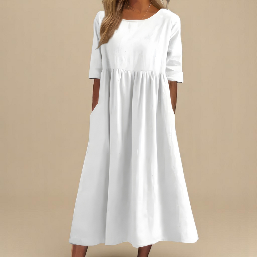 A-Line Dress with Discreet Pockets and Soft Fabric – Comfortable Everyday Women's Dress 6