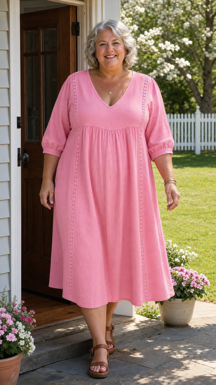 A-Line Maxi Dress with Chic Patchwork Design and Lace Trim – Lightweight and Breathable Long Dress for Women 2