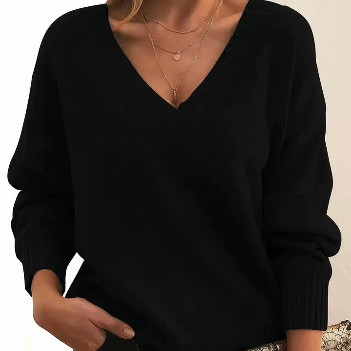 Cashmere Sweater Women with Deep V-Neck and Relaxed Fit – Soft Cashmere Blend Knit for Everyday Comfort 0