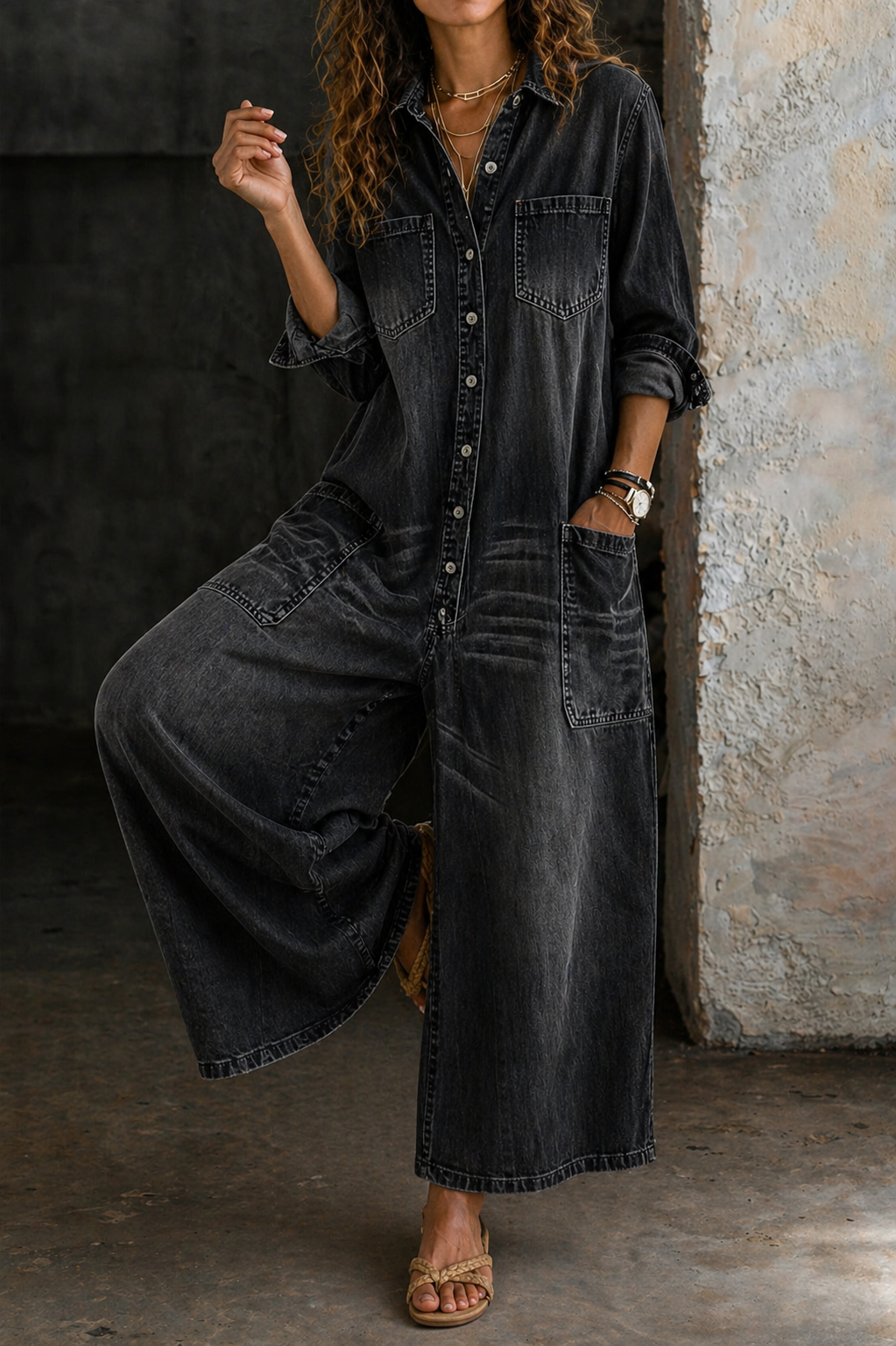 Casual Denim Jumpsuit with Relaxed Fit and Deep Pockets for Women – Comfortable Everyday Overall 2