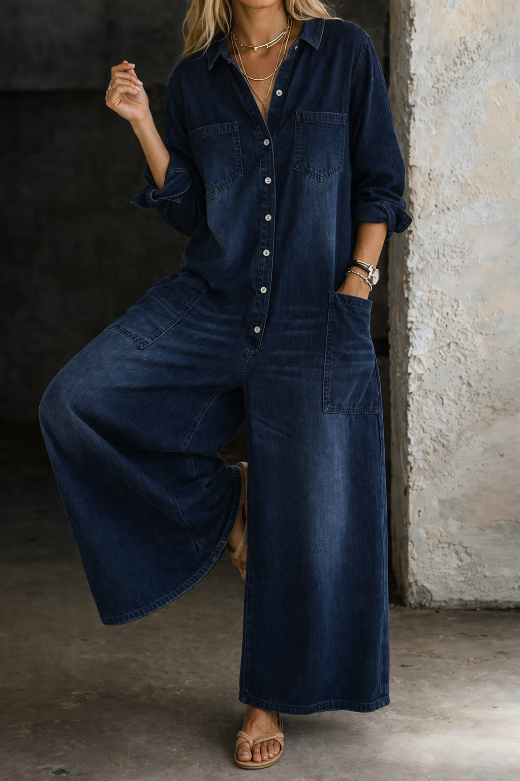 Casual Denim Jumpsuit with Relaxed Fit and Deep Pockets for Women – Comfortable Everyday Overall 5