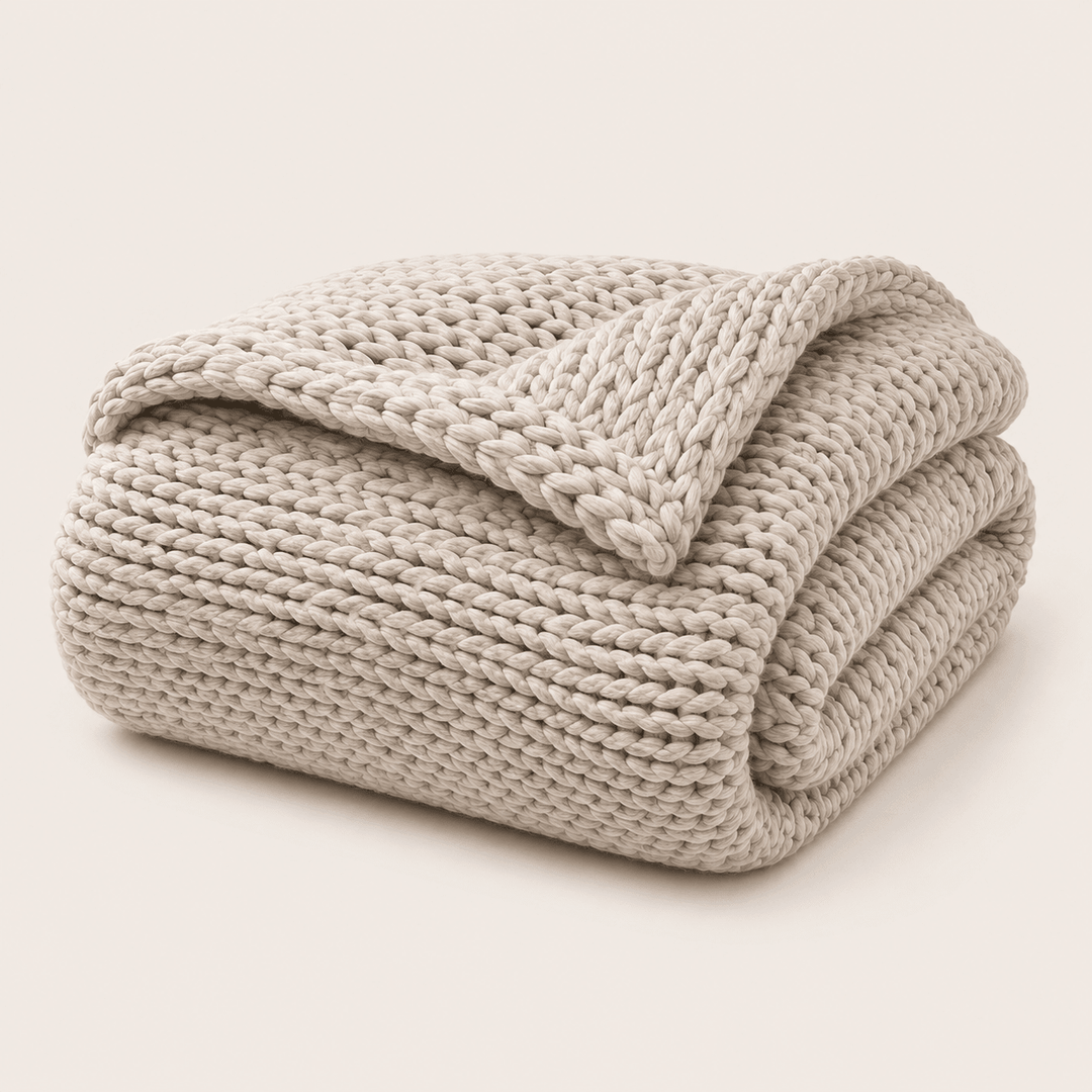 Chunky Knit Throw Blanket for Sofa and Bed – Soft Neutral Yarn – Ideal Home Decor Accessory 0