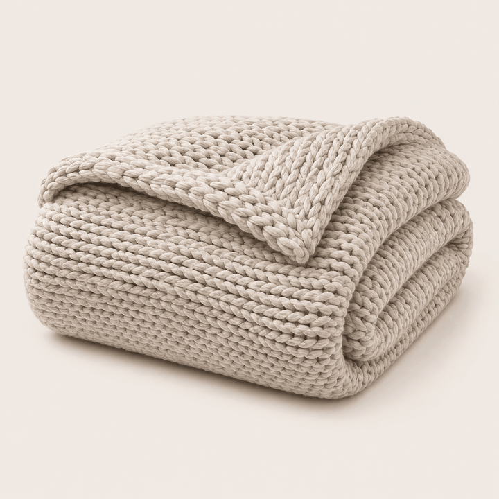 Chunky Knit Throw Blanket for Sofa and Bed – Soft Neutral Yarn – Ideal Home Decor Accessory 0