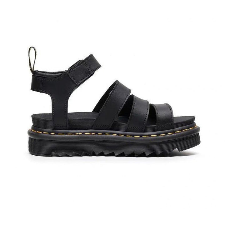 Chunky Platform Sandals for Women with Adjustable Ankle Buckle – Black Lightweight Three-Strap Design 4