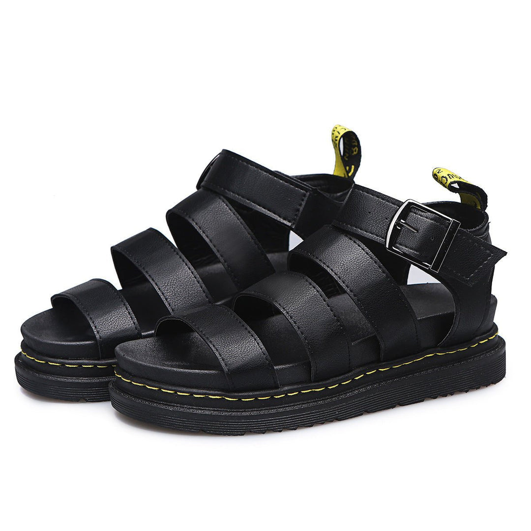 Chunky Platform Sandals for Women with Adjustable Ankle Buckle – Black Lightweight Three-Strap Design 5