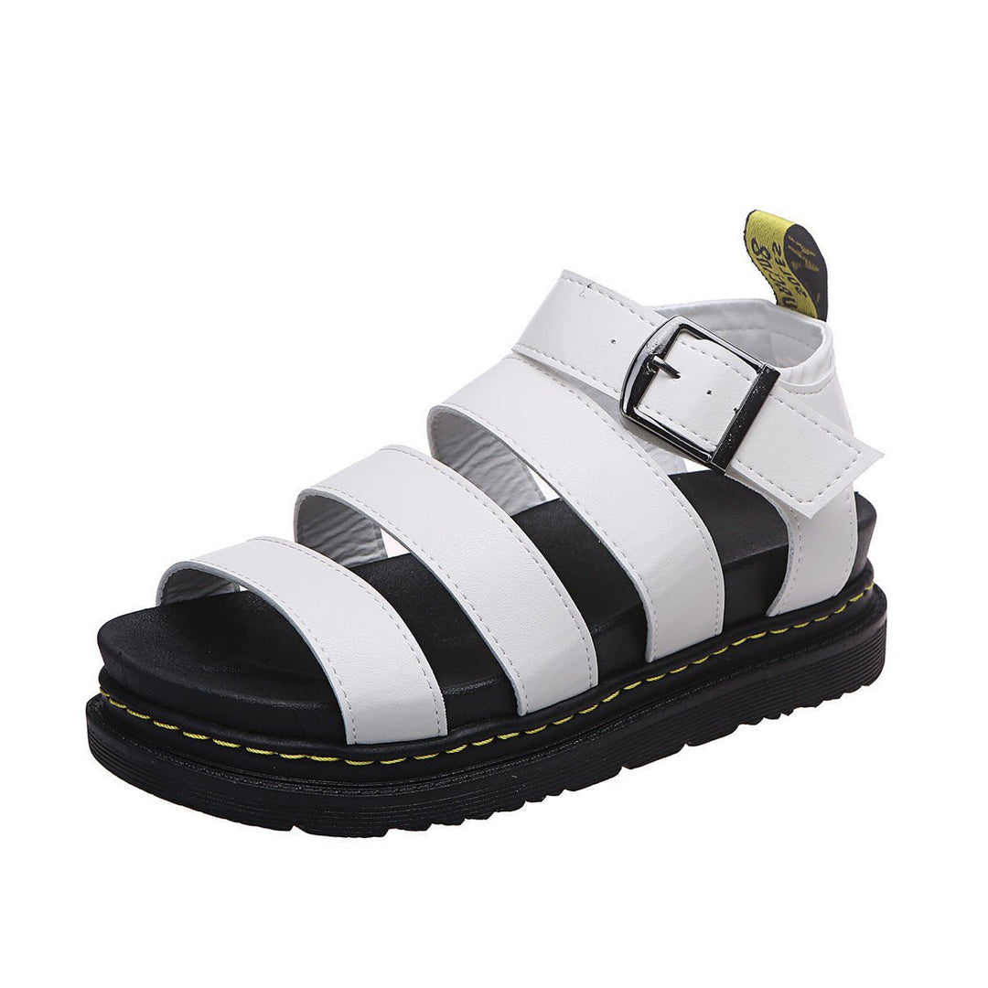 Chunky Platform Sandals for Women with Adjustable Ankle Buckle – Black Lightweight Three-Strap Design 6