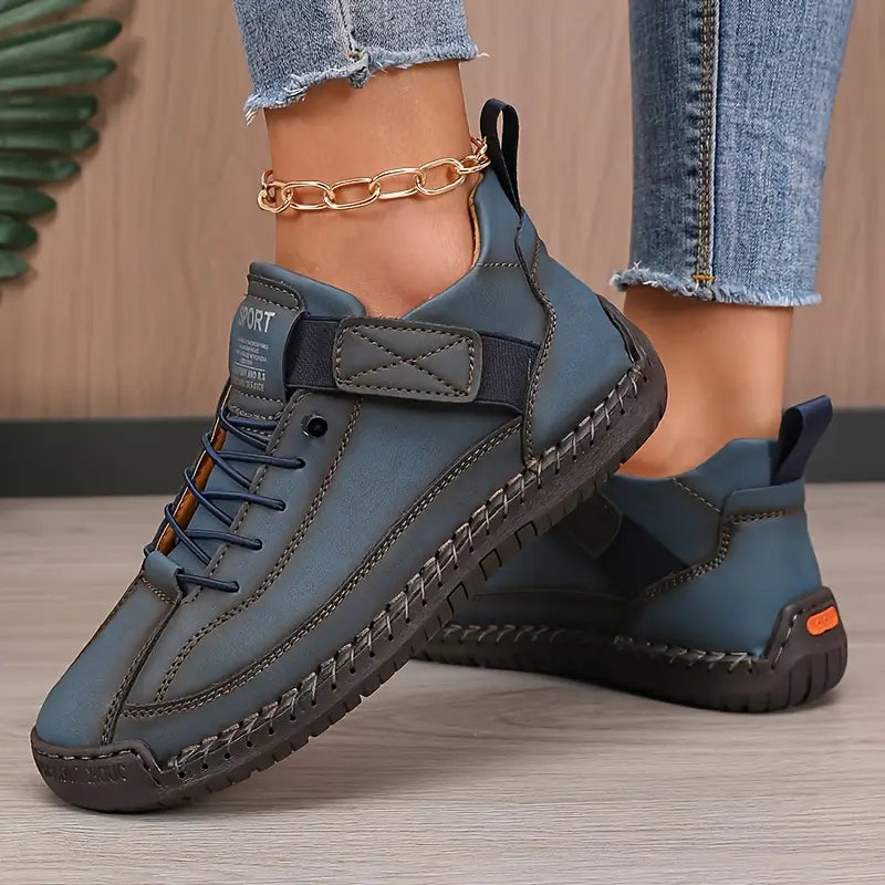 Comfort Support Sneakers featuring breathable leather, shock absorption technology, and an easy on/off design for ultimate comfort and convenience. 4