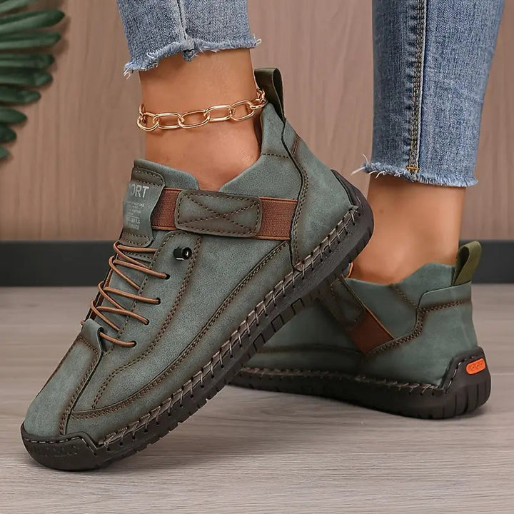 Comfort Support Sneakers featuring breathable leather, shock absorption technology, and an easy on/off design for ultimate comfort and convenience. 5