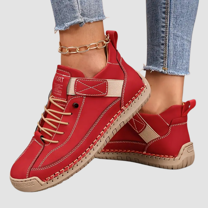 Comfort Support Sneakers featuring breathable leather, shock absorption technology, and an easy on/off design for ultimate comfort and convenience. 9