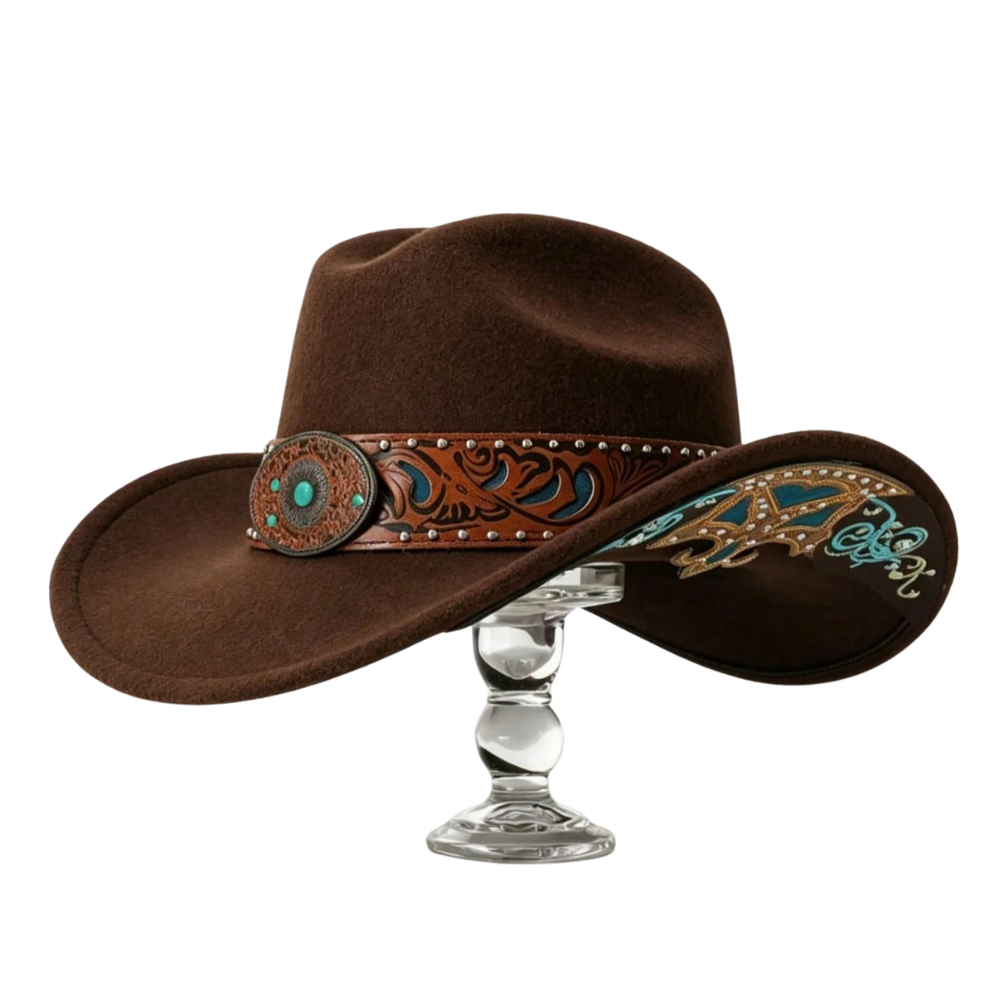 Cowboy hat with a modern design, featuring a classic Western style, made from high-quality felt, perfect for everyday wear. 0