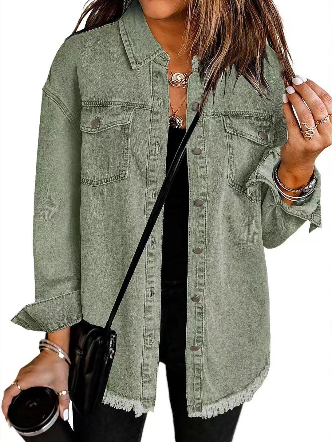 Denim Jacket Women with Relaxed Fit and Functional Pockets – Classic Blue Oversized Jean Jacket 3