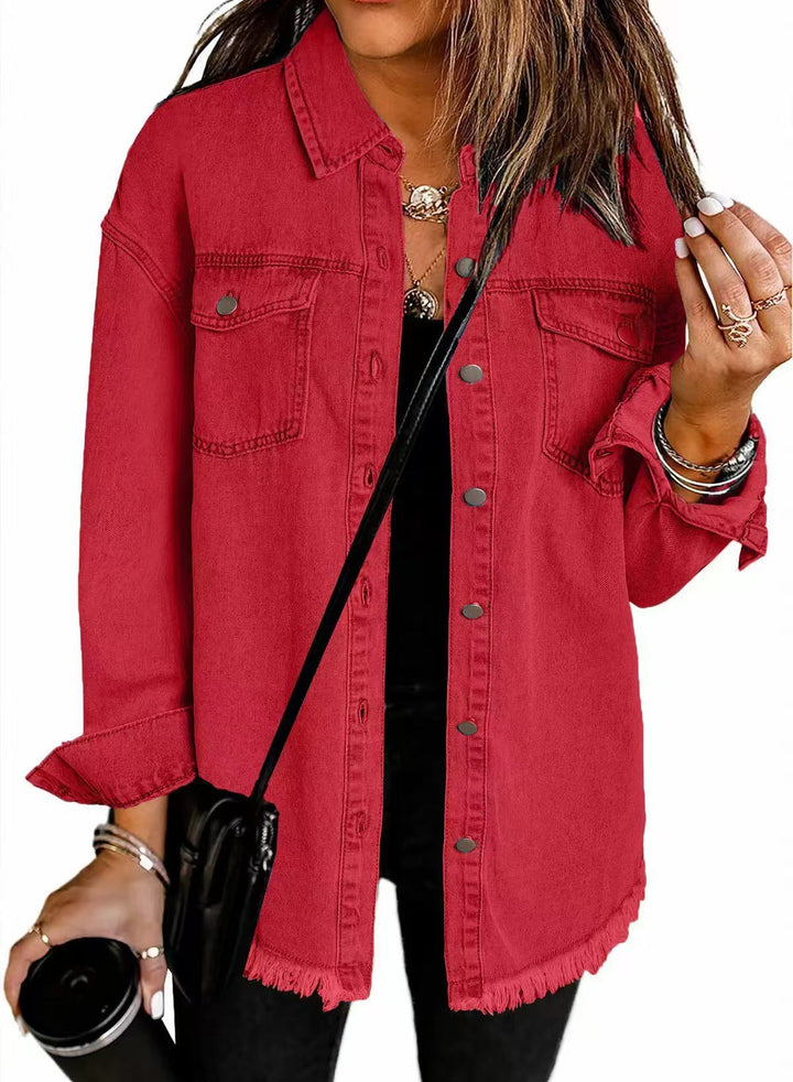 Denim Jacket Women with Relaxed Fit and Functional Pockets – Classic Blue Oversized Jean Jacket 6