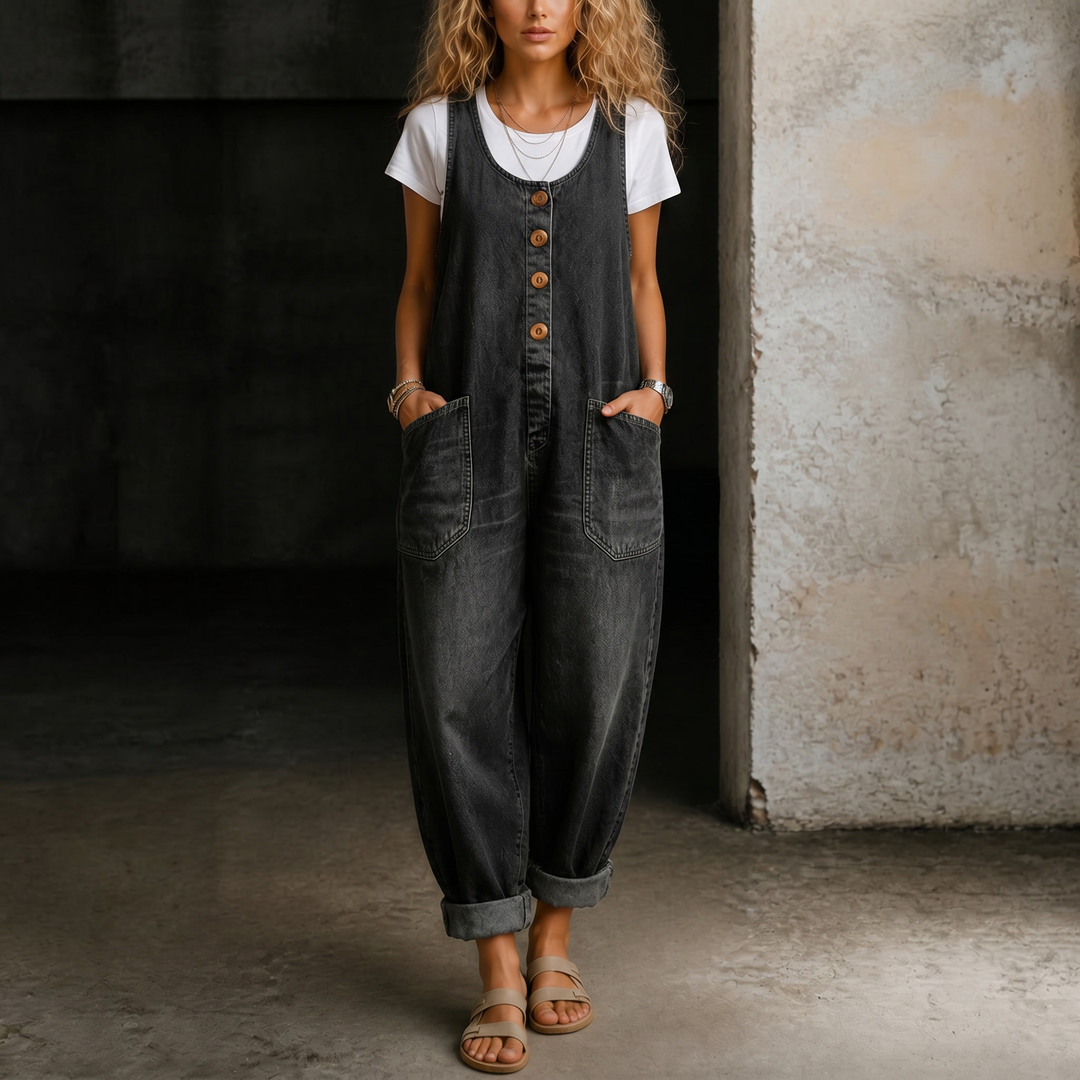 Denim Overall Jumpsuit with Adjustable Straps and Functional Pockets – Casual Everyday Wear 3