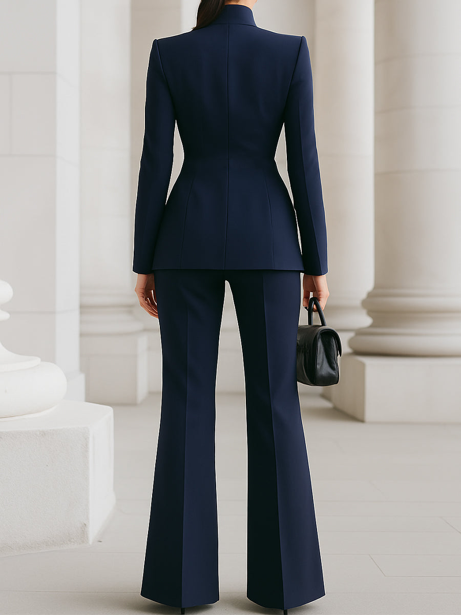 Elegant blazer and trouser suit set featuring a tailored fit and timeless silhouette, perfect for professional and formal occasions. 7