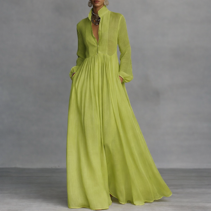 Elegant Maxi Dress with Flattering Silhouette – Lightweight Long Sleeve White Dress for Casual and Special Occasions 2