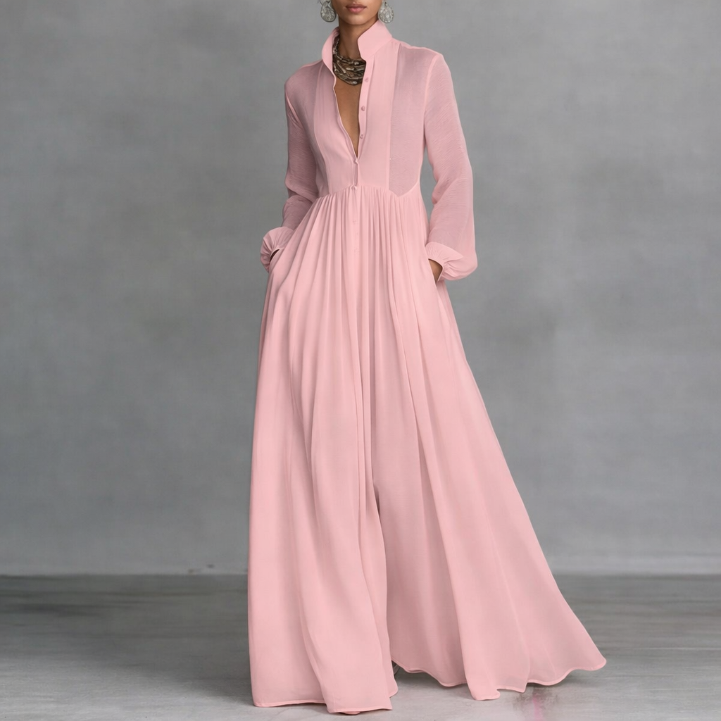 Elegant Maxi Dress with Flattering Silhouette – Lightweight Long Sleeve White Dress for Casual and Special Occasions 4