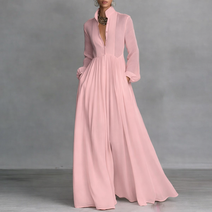Elegant Maxi Dress with Flattering Silhouette – Lightweight Long Sleeve White Dress for Casual and Special Occasions 4