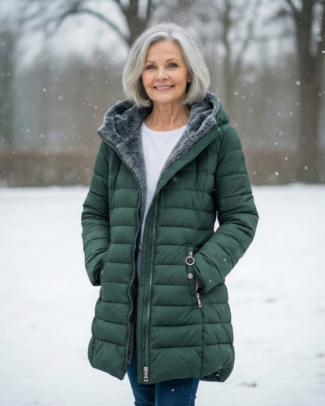 Fleece Lined Puffer Coat with Water-Resistant Shell – Women's Winter Jacket in A-Line Silhouette 0