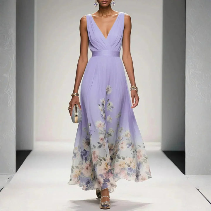 Floral maxi dress for women, featuring an elegant flowing silhouette, ideal for wedding guests and autumn occasions. 5