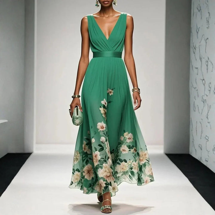 Floral maxi dress for women, featuring an elegant flowing silhouette, ideal for wedding guests and autumn occasions. 7