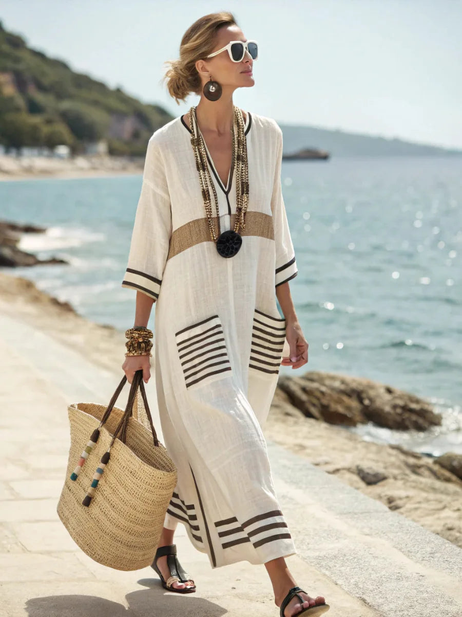 Elegant white floral maxi dress for women with long sleeves, perfect for summer weddings and special occasions. 0