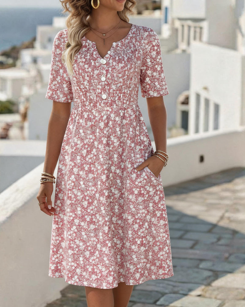 Floral Midi Dress with Lightweight Fabric for Summer – Loose Fit and Comfortable Design 0