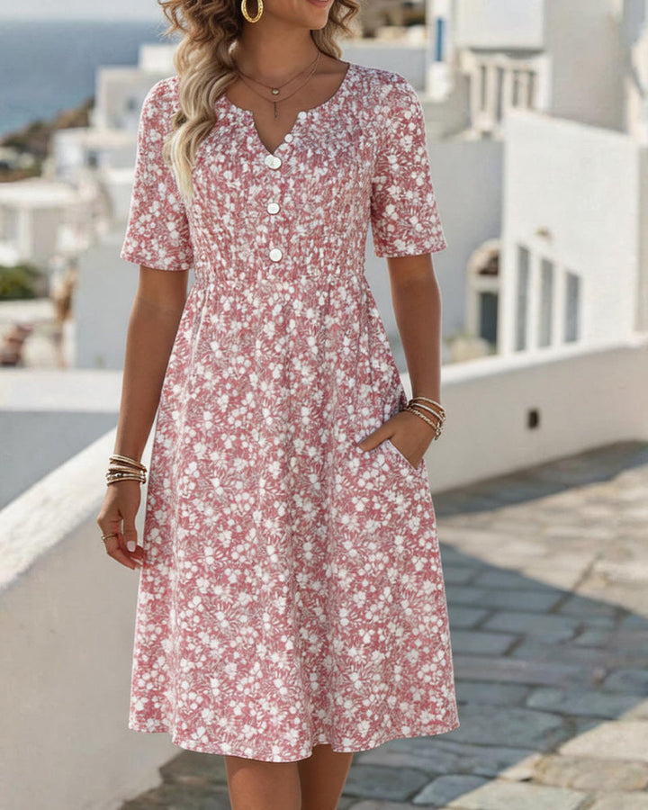 Floral Midi Dress with Lightweight Fabric for Summer – Loose Fit and Comfortable Design 0