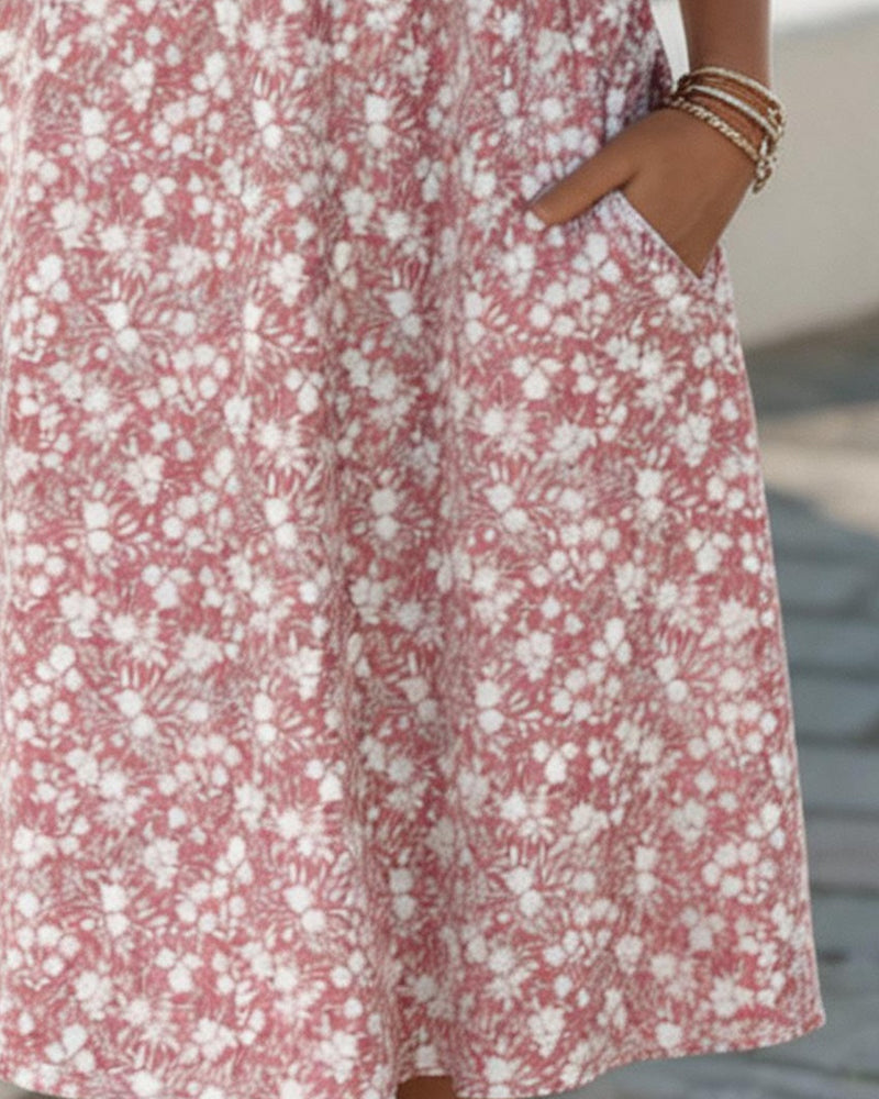Floral Midi Dress with Lightweight Fabric for Summer – Loose Fit and Comfortable Design 1