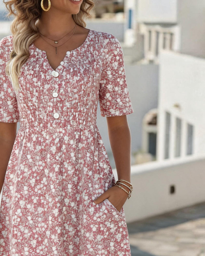 Floral Midi Dress with Lightweight Fabric for Summer – Loose Fit and Comfortable Design 2