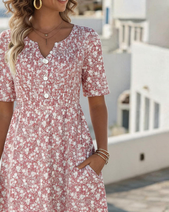 Floral Midi Dress with Lightweight Fabric for Summer – Loose Fit and Comfortable Design 2