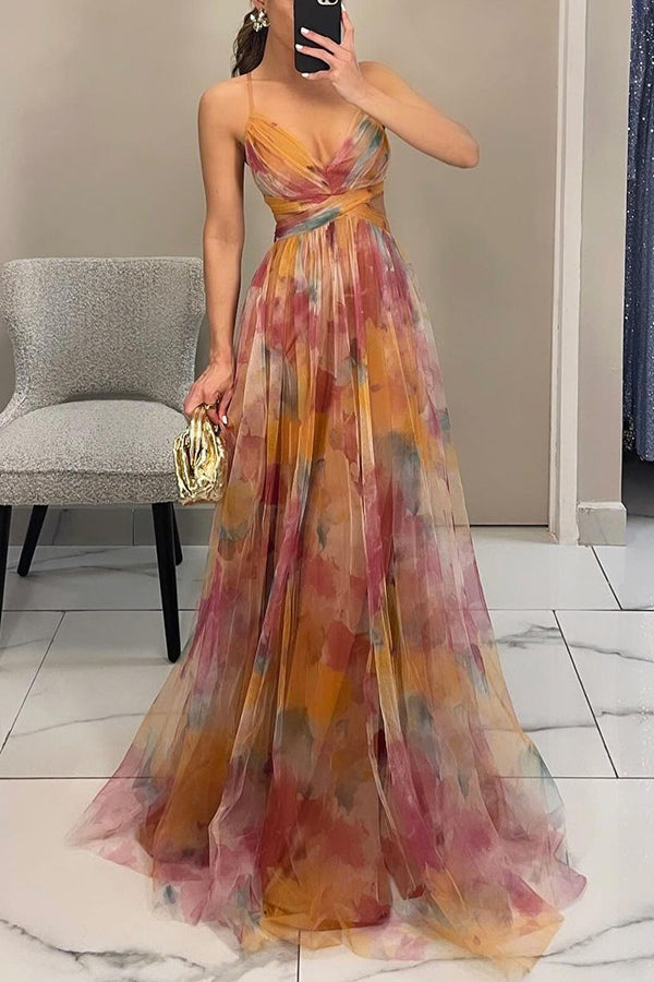 Floral print maxi dress for women, featuring a lightweight design, flowing silhouette, and vibrant summer colors, perfect for warm weather outings. 4