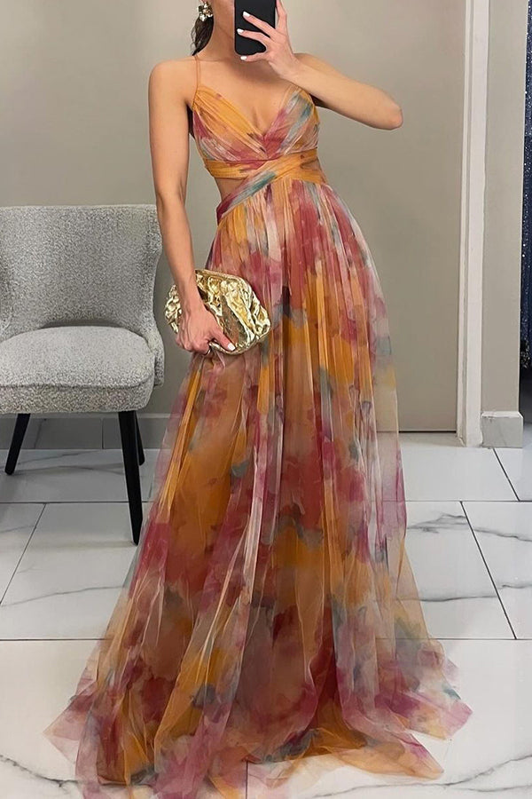 Floral print maxi dress for women, featuring a lightweight design, flowing silhouette, and vibrant summer colors, perfect for warm weather outings. 5