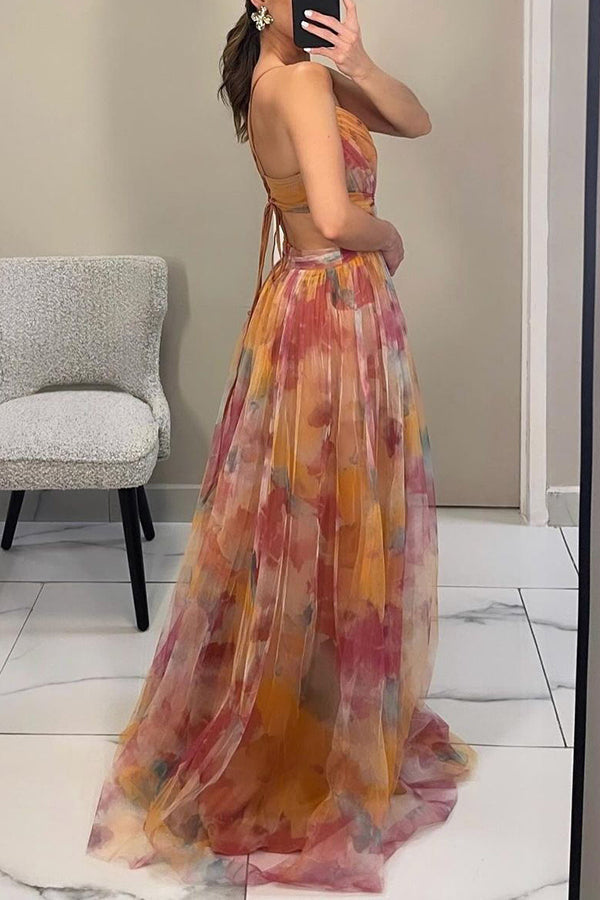 Floral print maxi dress for women, featuring a lightweight design, flowing silhouette, and vibrant summer colors, perfect for warm weather outings. 6