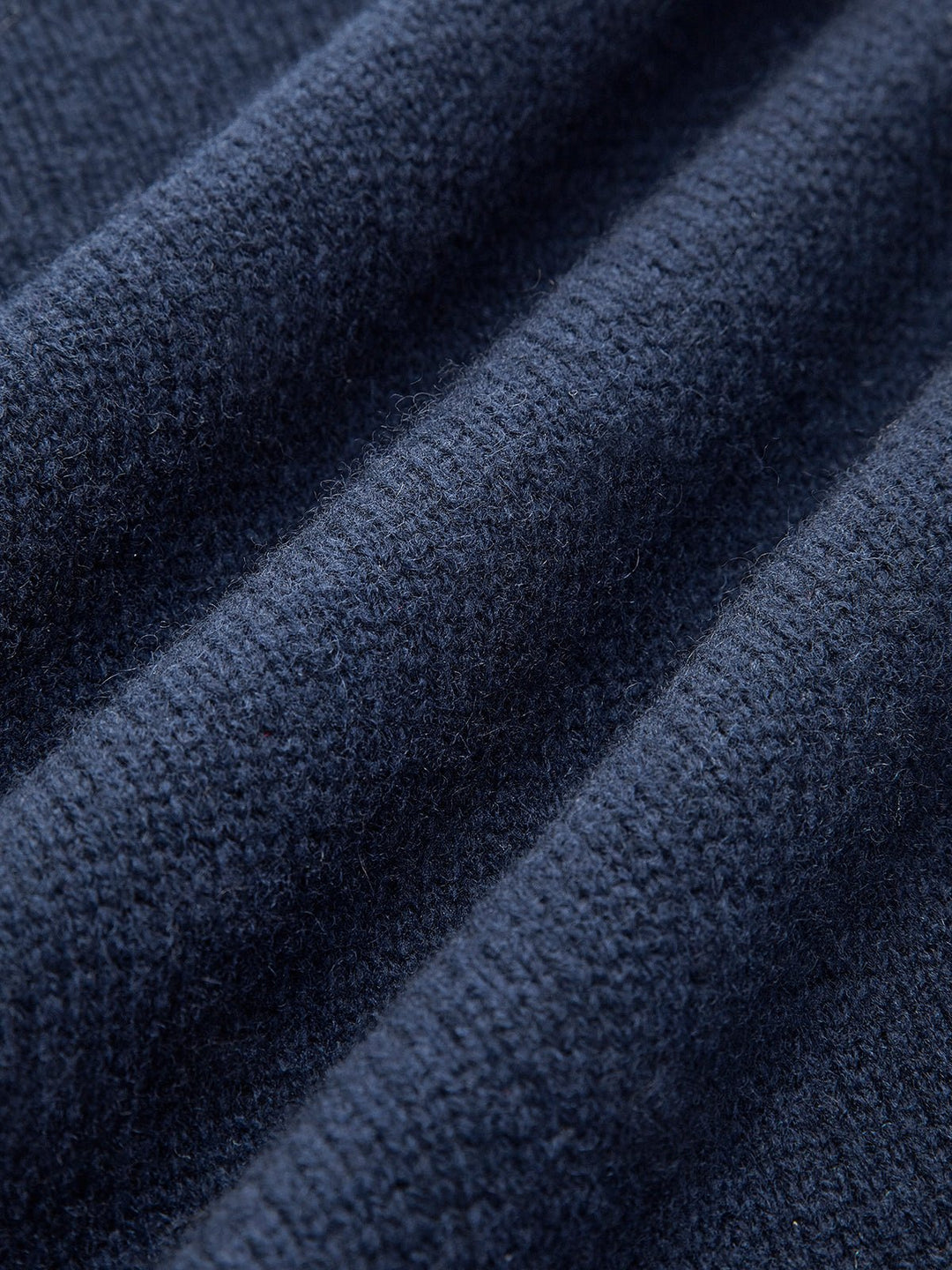 Layered Knit Polo Sweater with Denim Collar and Gold-Tone Buttons – Navy 4
