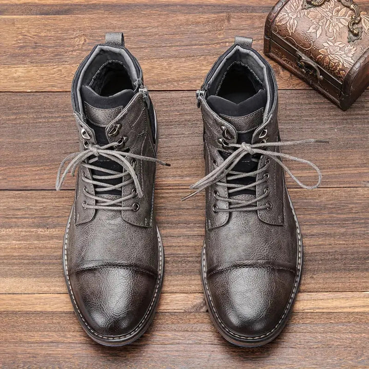Leather Oxford Boots for Men with Handcrafted Precision – Classic Black Design, Durable Rubber Sole 4