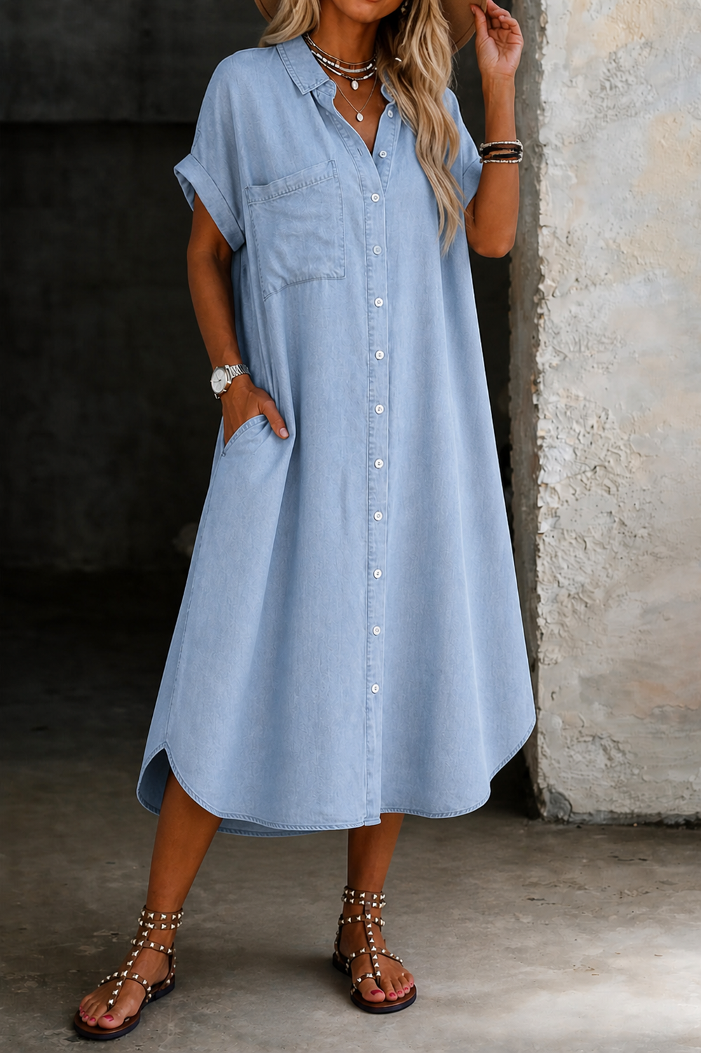 Lightweight Shirt Dress with Relaxed Fit and Soft Stretch Comfort – Versatile Everyday Wear for Women 1