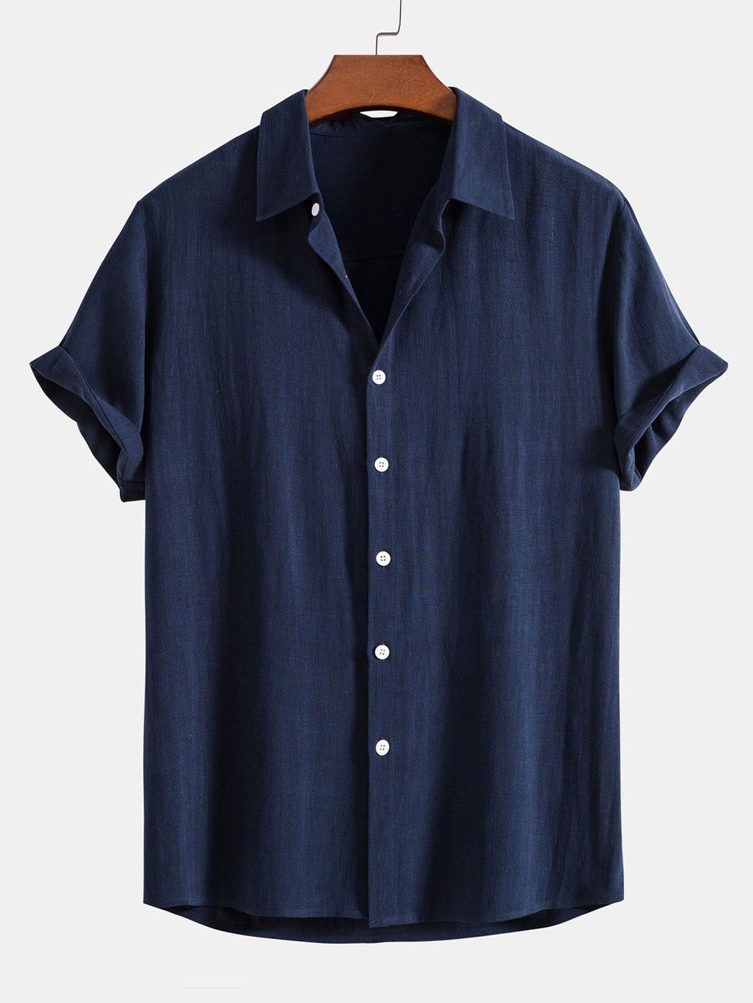 Linen blend outfit featuring a stylish button-up shirt and straight leg pants, perfect for comfortable summer casual or semi-formal wear. 2