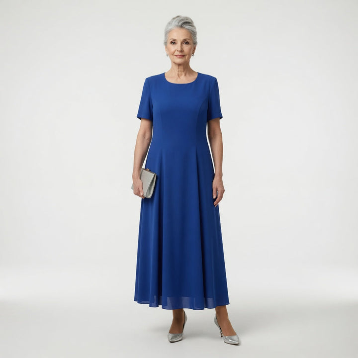 Long Formal Dress with Floral Appliqués and Embellished Sleeves – Elegant Flared Evening Gown for Weddings and Special Occasions 2