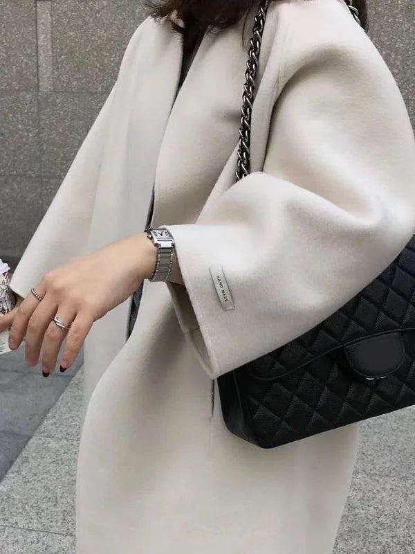 Long Wool Coat for Women with Relaxed Fit – Minimalist Design for Autumn/Winter 4