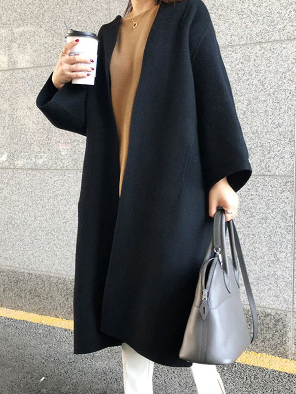 Long Wool Coat for Women with Relaxed Fit – Minimalist Design for Autumn/Winter 5