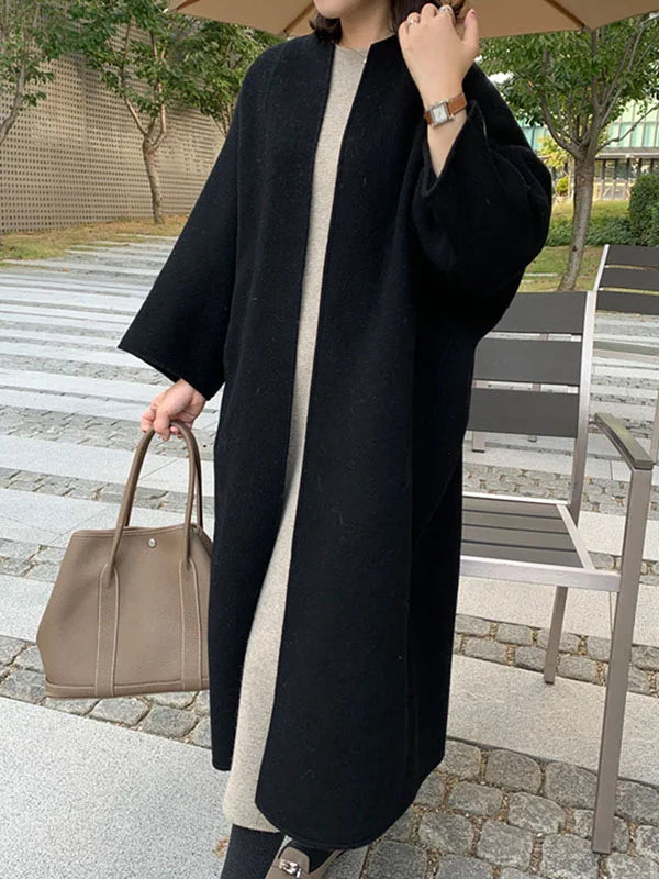 Long Wool Coat for Women with Relaxed Fit – Minimalist Design for Autumn/Winter 9