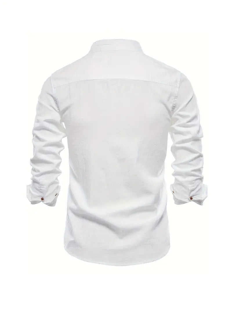 Men's casual button-up shirt for spring featuring a relaxed fit and lightweight design, perfect for versatile styling in warm weather. 1