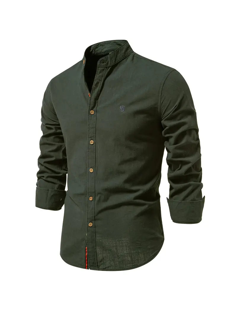 Men's casual button-up shirt for spring featuring a relaxed fit and lightweight design, perfect for versatile styling in warm weather. 10